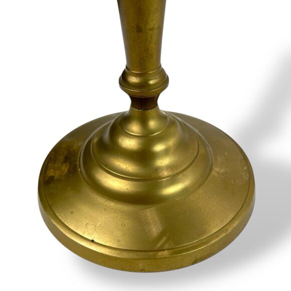 Vintage 1970s Solid Brass 3-Arm Candelabra w/ Center Pillar Regency 3.4 lbs - Picture 7 of 9